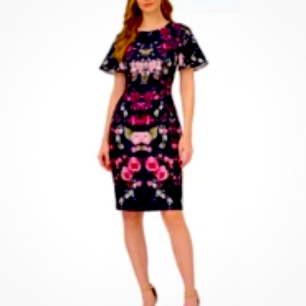 Like new Adrianna Papell Floral Print Navy Dress Size 16w